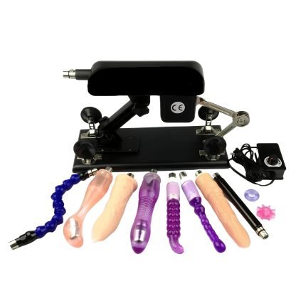 Automatic sex fucking machine with adjustable speed pack 4 with attachments on a white background
